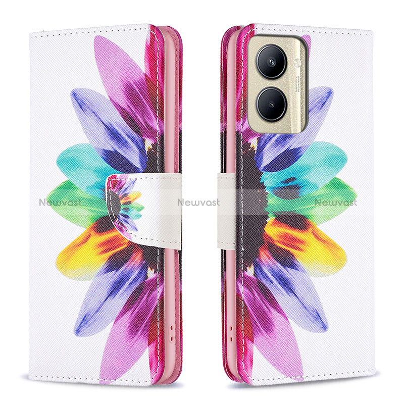 Leather Case Stands Fashionable Pattern Flip Cover Holder B01F for Realme C33