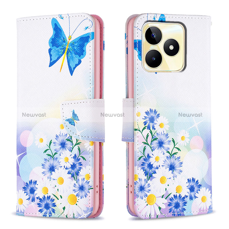 Leather Case Stands Fashionable Pattern Flip Cover Holder B01F for Realme C51