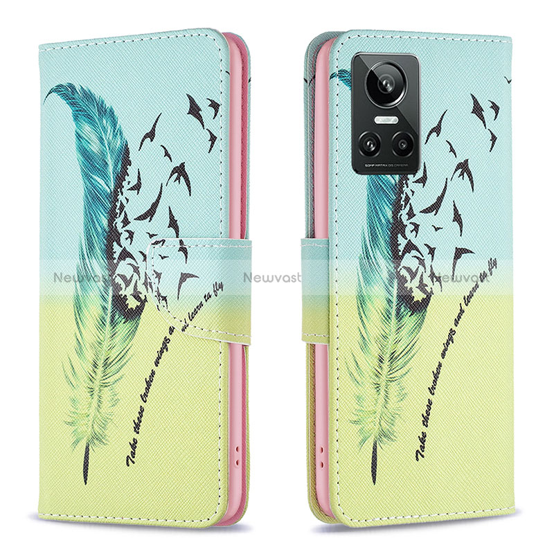 Leather Case Stands Fashionable Pattern Flip Cover Holder B01F for Realme GT Neo3 5G