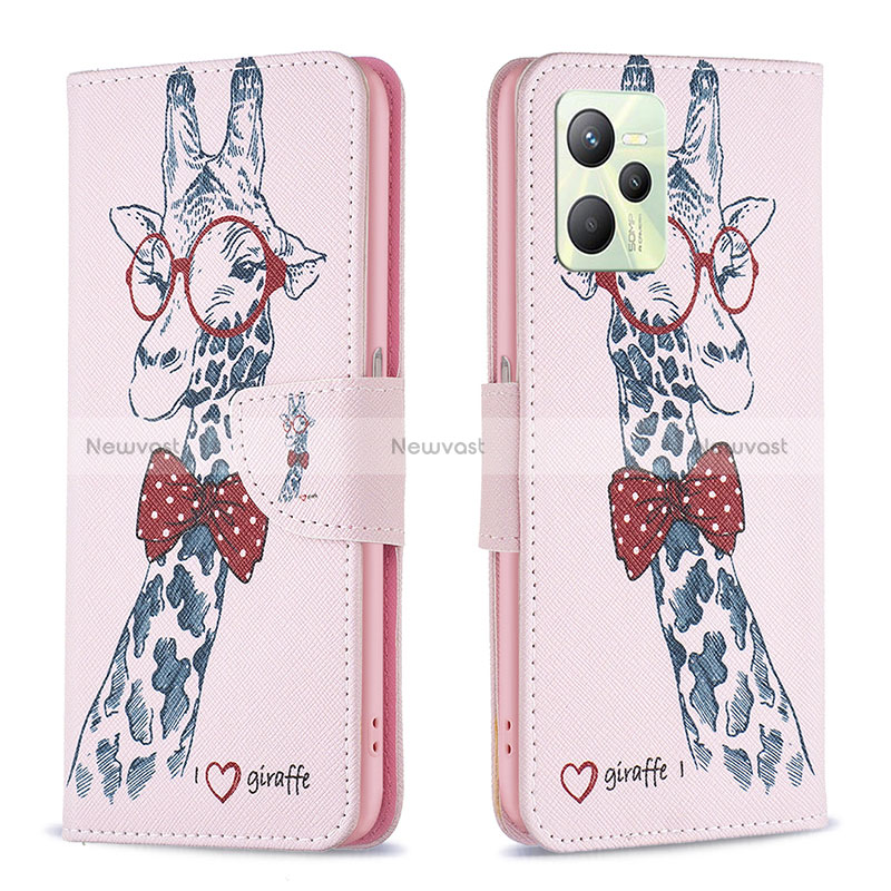 Leather Case Stands Fashionable Pattern Flip Cover Holder B01F for Realme Narzo 50A Prime