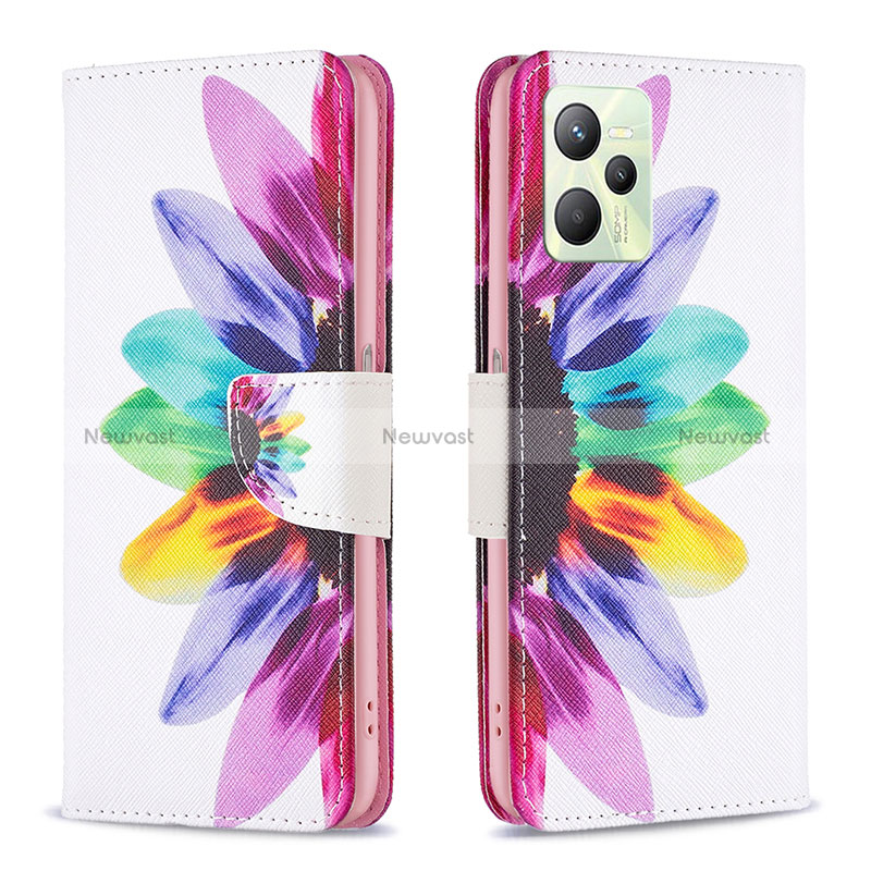 Leather Case Stands Fashionable Pattern Flip Cover Holder B01F for Realme Narzo 50A Prime Mixed