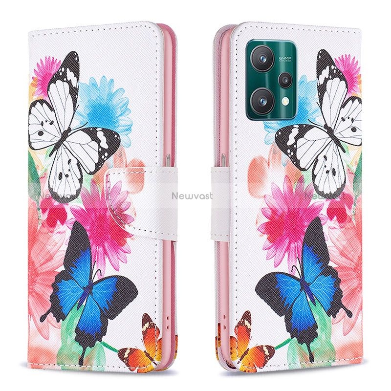 Leather Case Stands Fashionable Pattern Flip Cover Holder B01F for Realme V25 5G