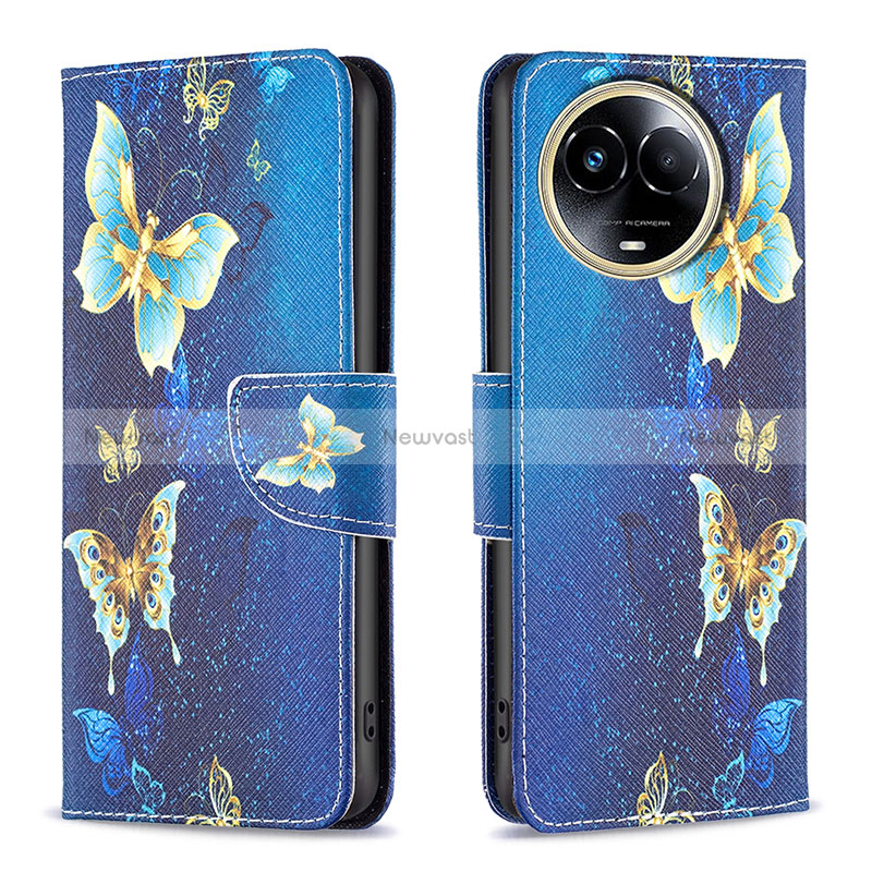 Leather Case Stands Fashionable Pattern Flip Cover Holder B01F for Realme V50s 5G