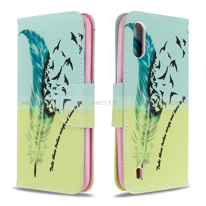 Leather Case Stands Fashionable Pattern Flip Cover Holder B01F for Samsung Galaxy A01 SM-A015