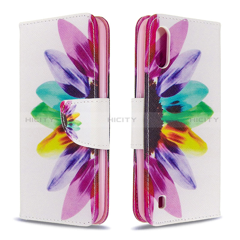 Leather Case Stands Fashionable Pattern Flip Cover Holder B01F for Samsung Galaxy A01 SM-A015 Mixed