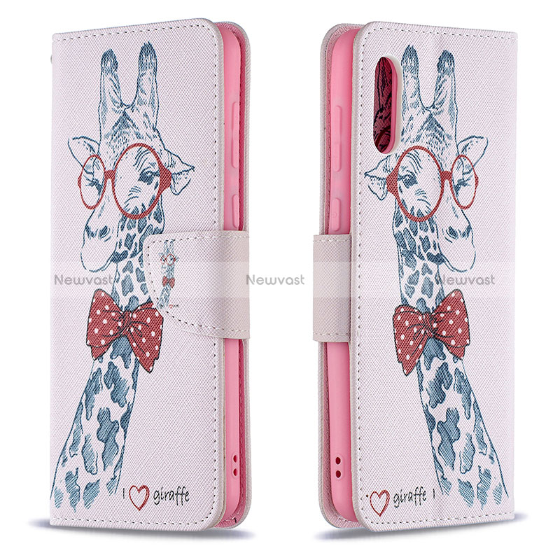 Leather Case Stands Fashionable Pattern Flip Cover Holder B01F for Samsung Galaxy A02