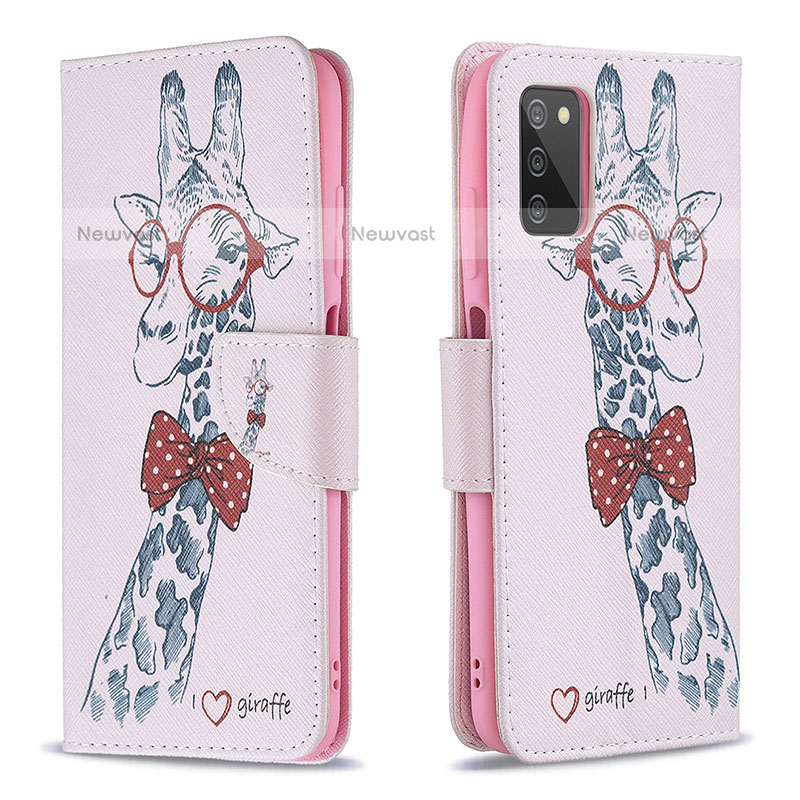 Leather Case Stands Fashionable Pattern Flip Cover Holder B01F for Samsung Galaxy A02s