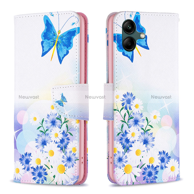 Leather Case Stands Fashionable Pattern Flip Cover Holder B01F for Samsung Galaxy A04 4G Blue