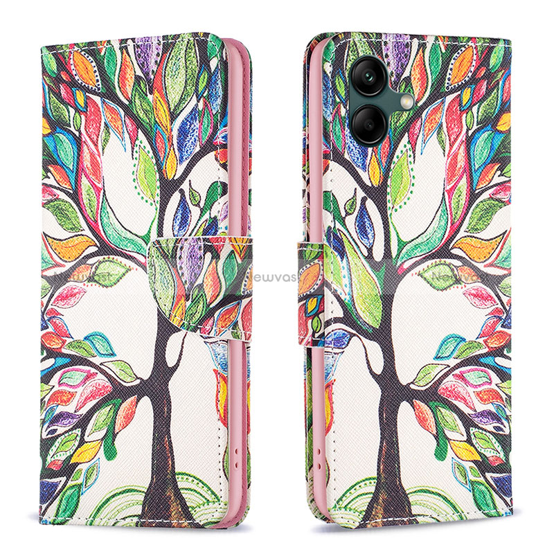 Leather Case Stands Fashionable Pattern Flip Cover Holder B01F for Samsung Galaxy A04 4G Green