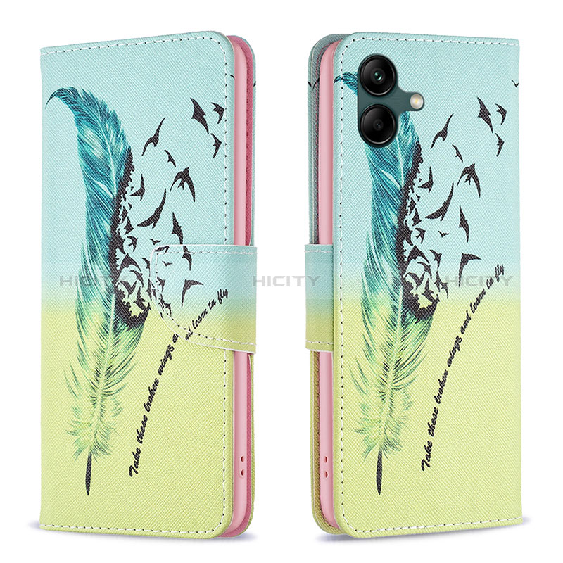 Leather Case Stands Fashionable Pattern Flip Cover Holder B01F for Samsung Galaxy A04E Matcha Green