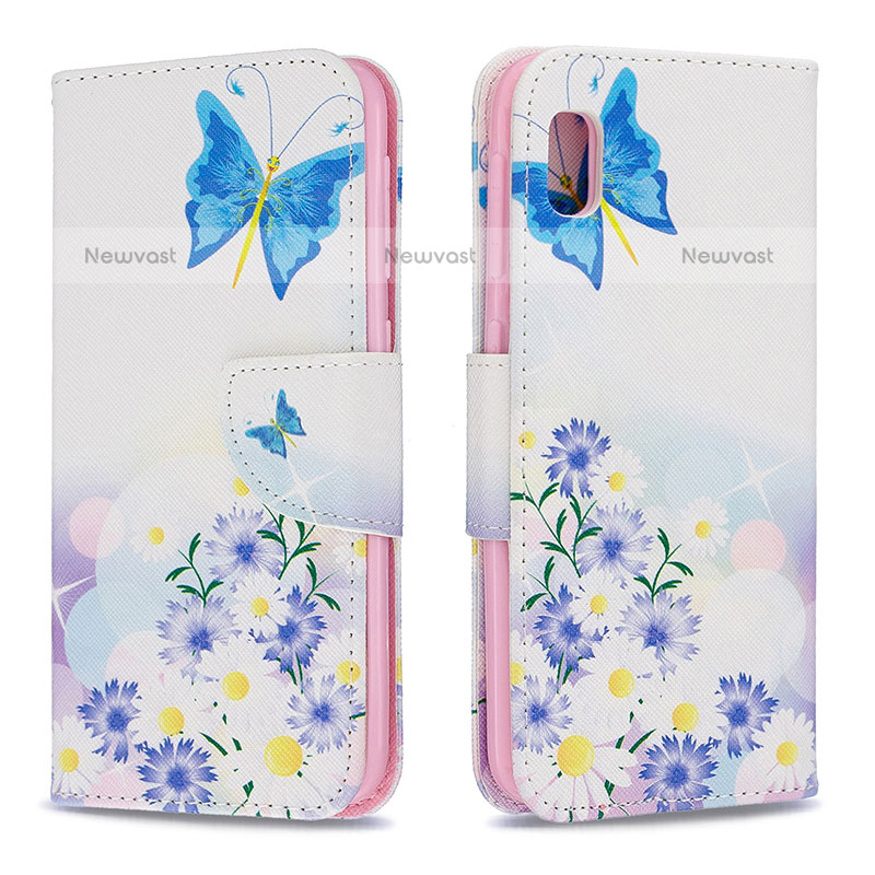 Leather Case Stands Fashionable Pattern Flip Cover Holder B01F for Samsung Galaxy A10e Blue