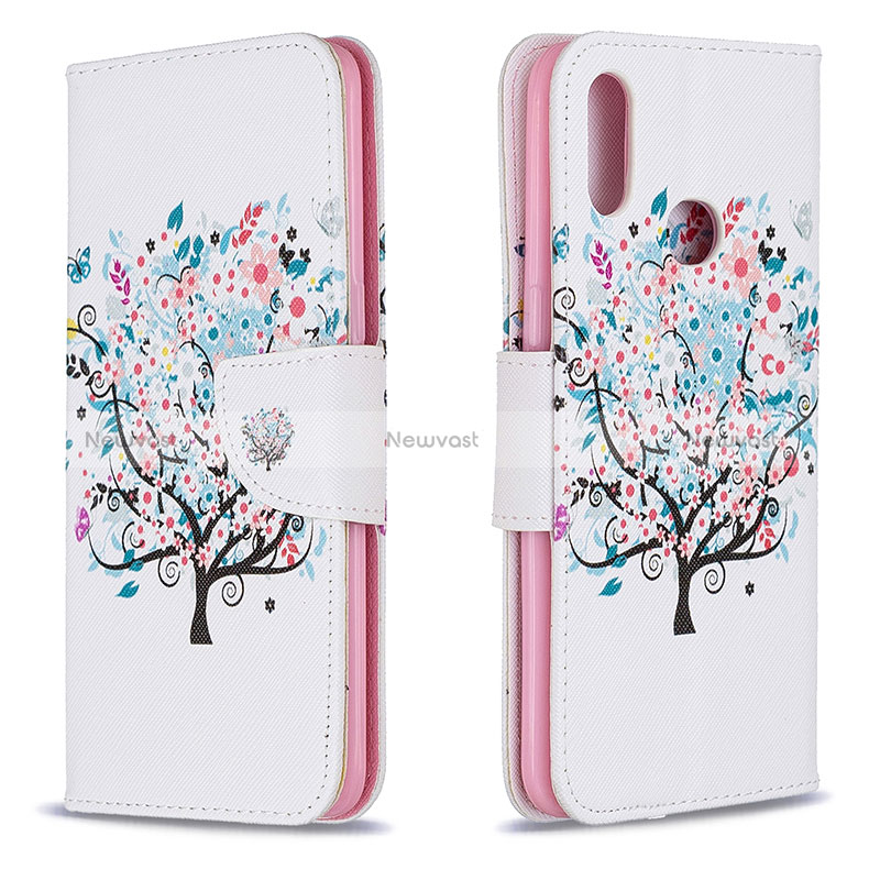 Leather Case Stands Fashionable Pattern Flip Cover Holder B01F for Samsung Galaxy A10s White