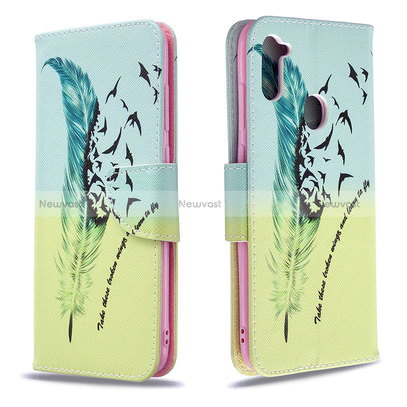 Leather Case Stands Fashionable Pattern Flip Cover Holder B01F for Samsung Galaxy A11