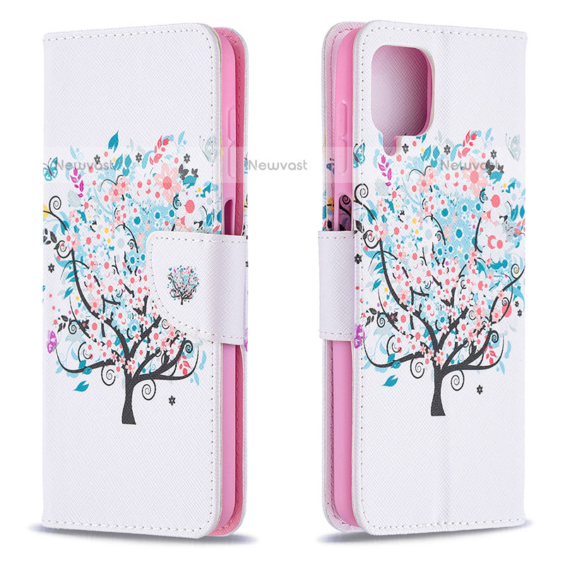 Leather Case Stands Fashionable Pattern Flip Cover Holder B01F for Samsung Galaxy A12