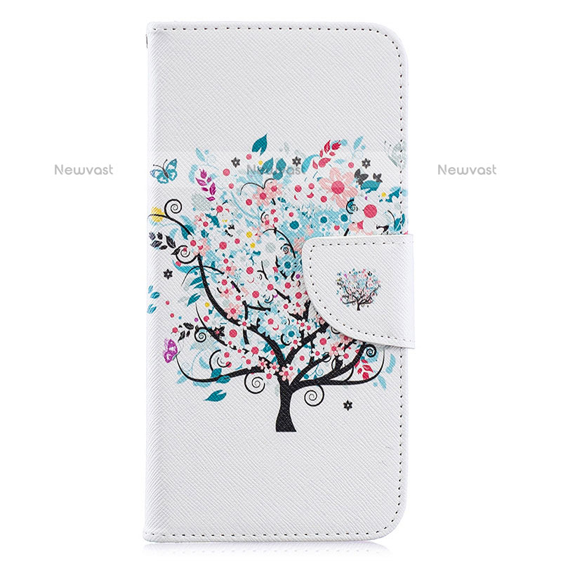 Leather Case Stands Fashionable Pattern Flip Cover Holder B01F for Samsung Galaxy A20 White