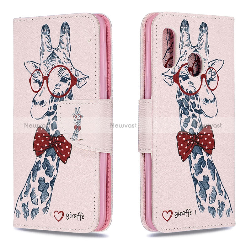 Leather Case Stands Fashionable Pattern Flip Cover Holder B01F for Samsung Galaxy A20e