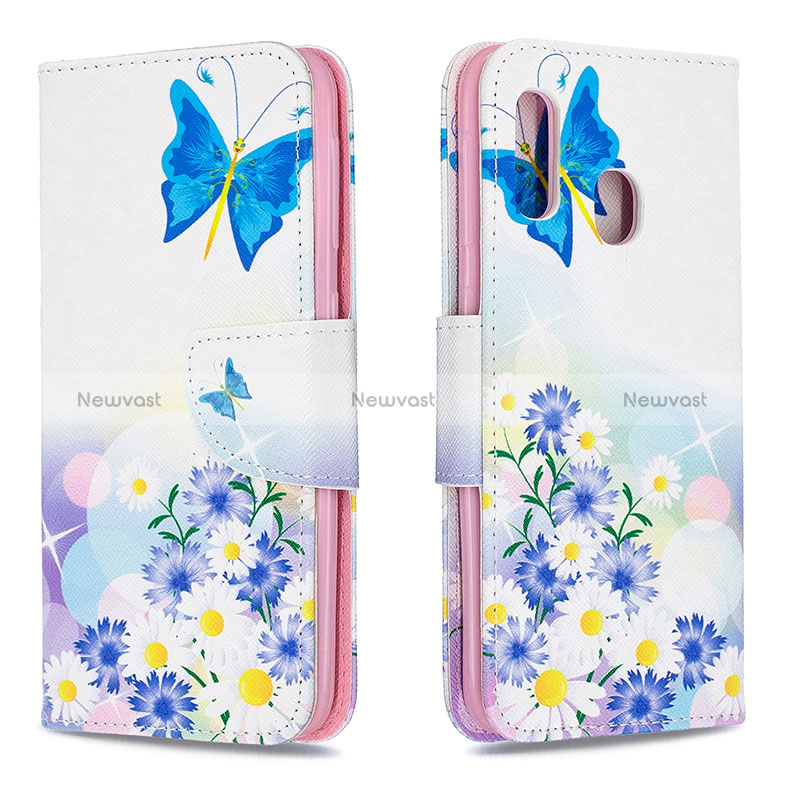 Leather Case Stands Fashionable Pattern Flip Cover Holder B01F for Samsung Galaxy A20e