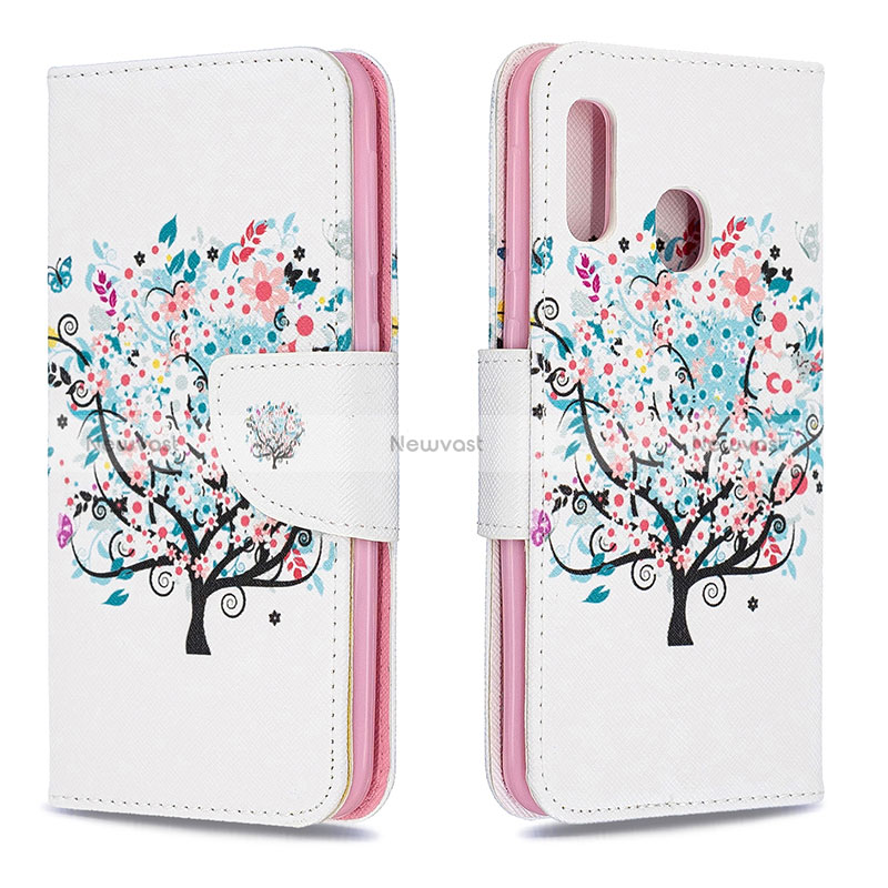 Leather Case Stands Fashionable Pattern Flip Cover Holder B01F for Samsung Galaxy A20e