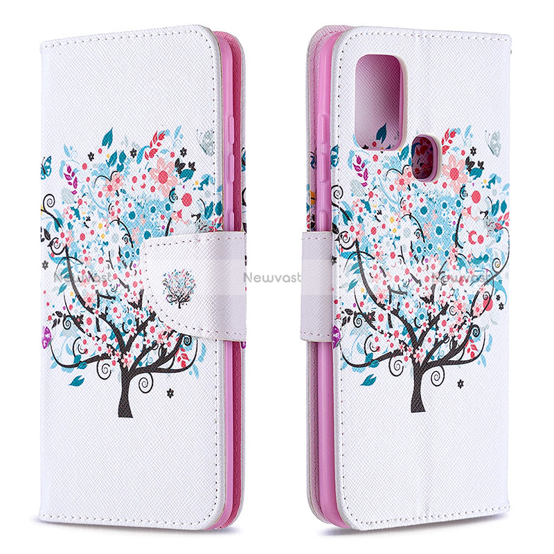 Leather Case Stands Fashionable Pattern Flip Cover Holder B01F for Samsung Galaxy A21s