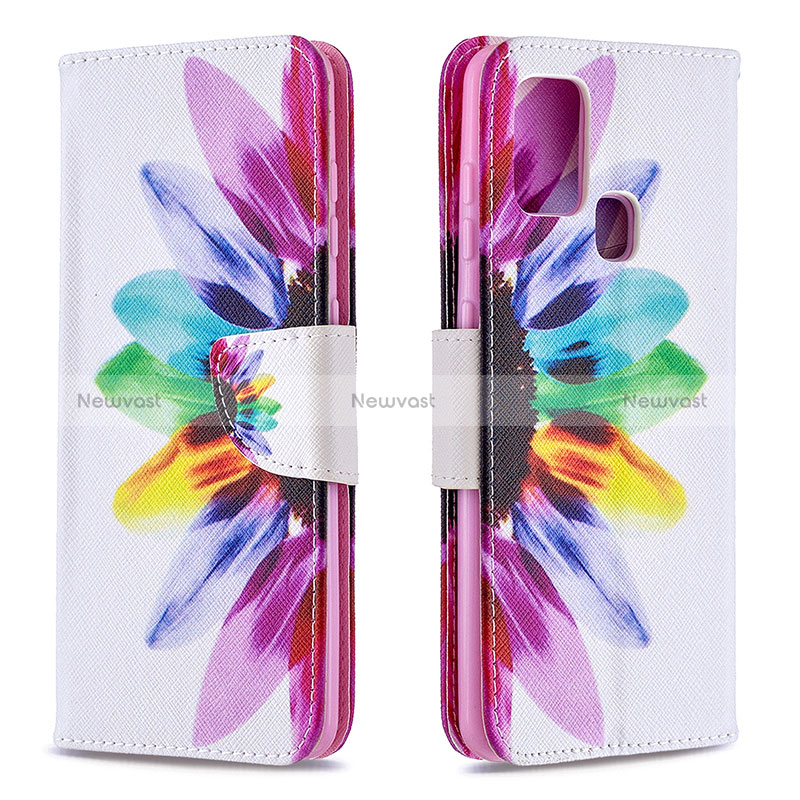 Leather Case Stands Fashionable Pattern Flip Cover Holder B01F for Samsung Galaxy A21s Mixed