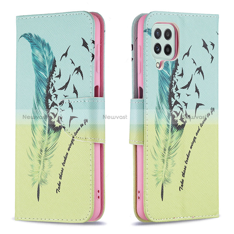 Leather Case Stands Fashionable Pattern Flip Cover Holder B01F for Samsung Galaxy A22 4G