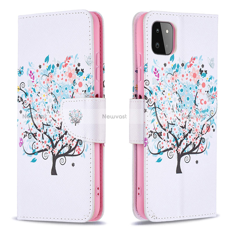 Leather Case Stands Fashionable Pattern Flip Cover Holder B01F for Samsung Galaxy A22 5G