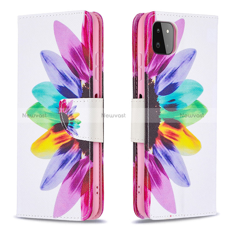 Leather Case Stands Fashionable Pattern Flip Cover Holder B01F for Samsung Galaxy A22s 5G Mixed
