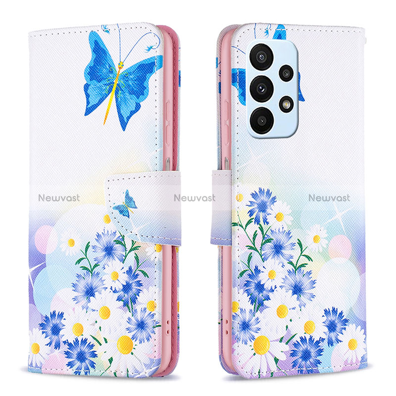 Leather Case Stands Fashionable Pattern Flip Cover Holder B01F for Samsung Galaxy A23 4G