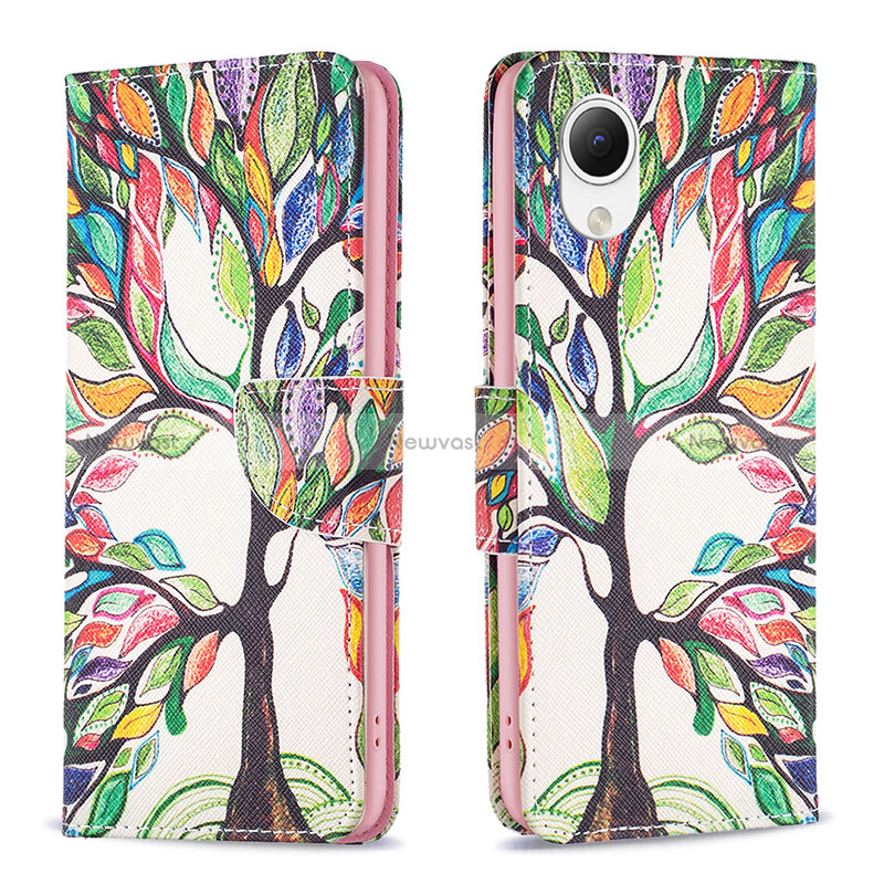 Leather Case Stands Fashionable Pattern Flip Cover Holder B01F for Samsung Galaxy A23e 5G Green