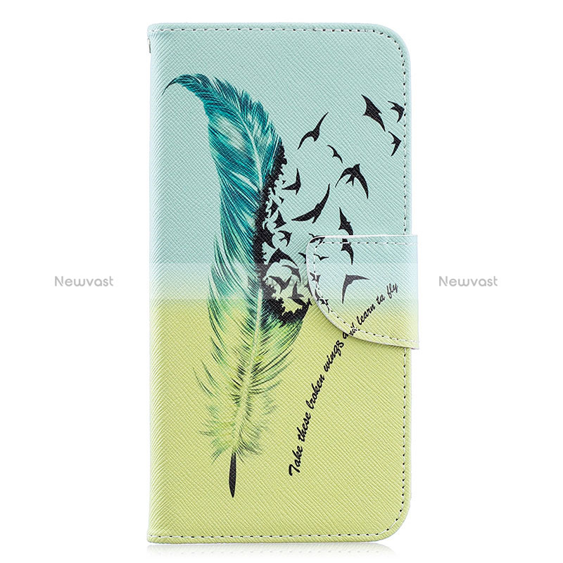 Leather Case Stands Fashionable Pattern Flip Cover Holder B01F for Samsung Galaxy A30 Matcha Green