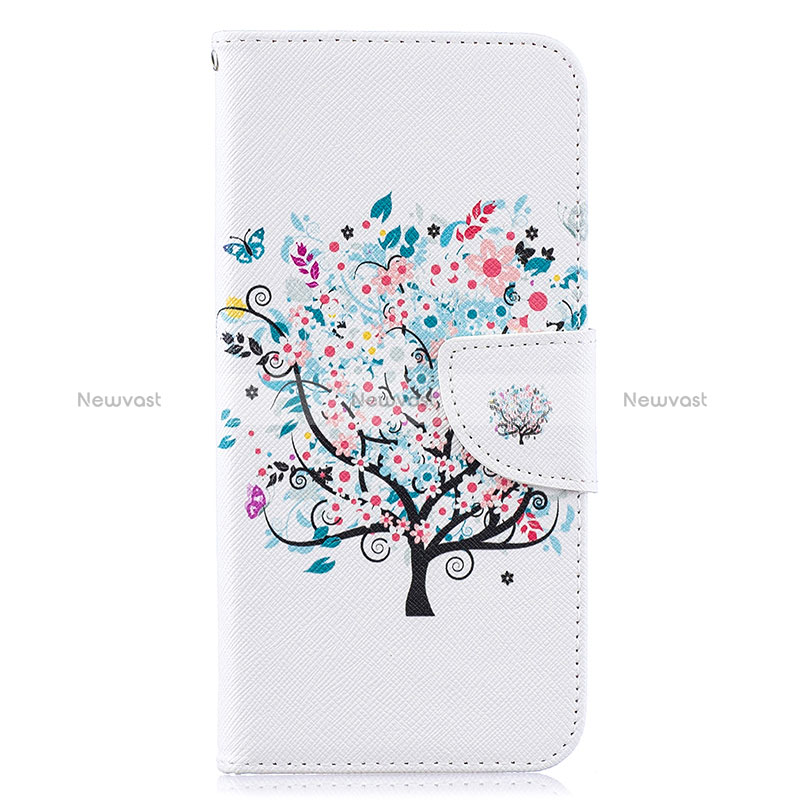 Leather Case Stands Fashionable Pattern Flip Cover Holder B01F for Samsung Galaxy A30S White