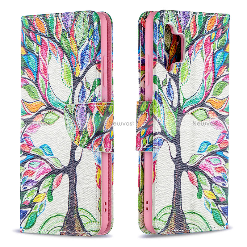 Leather Case Stands Fashionable Pattern Flip Cover Holder B01F for Samsung Galaxy A32 5G Green