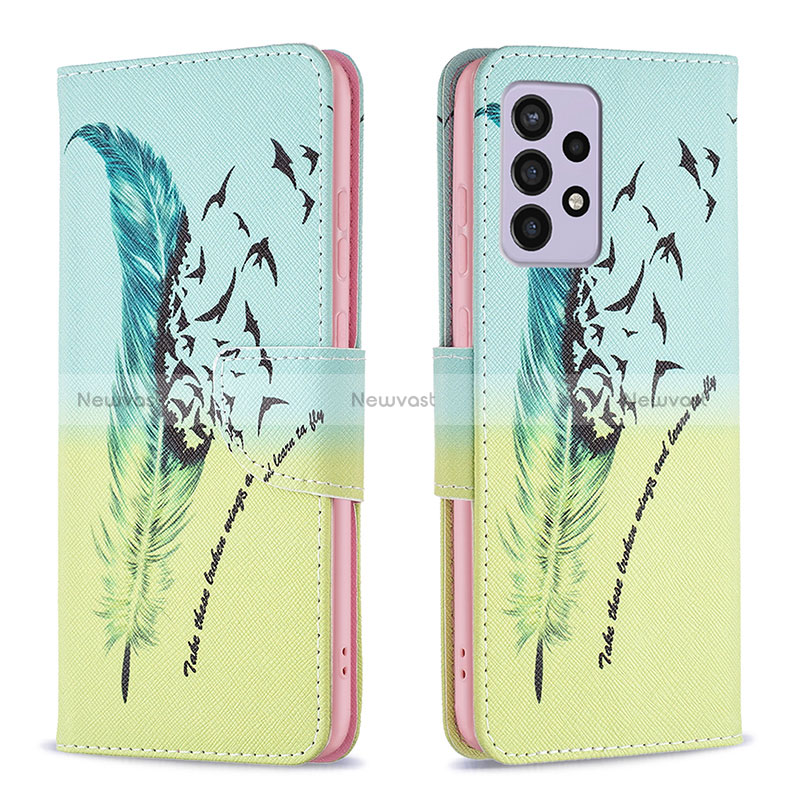 Leather Case Stands Fashionable Pattern Flip Cover Holder B01F for Samsung Galaxy A33 5G