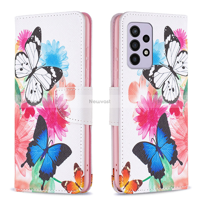 Leather Case Stands Fashionable Pattern Flip Cover Holder B01F for Samsung Galaxy A33 5G Colorful