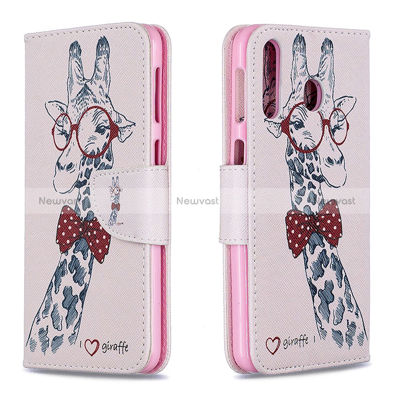 Leather Case Stands Fashionable Pattern Flip Cover Holder B01F for Samsung Galaxy A40s Pink