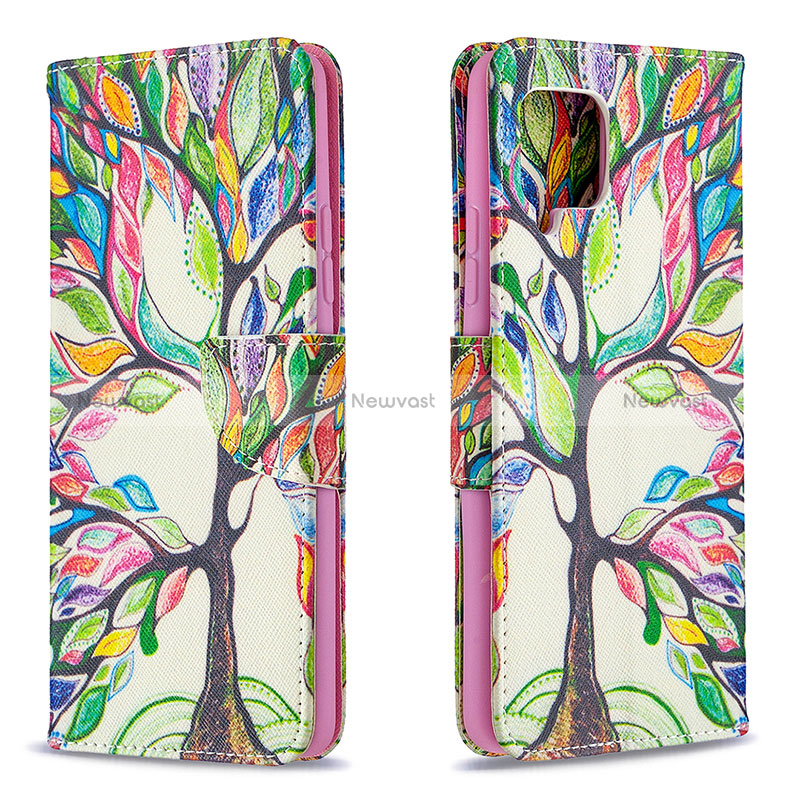 Leather Case Stands Fashionable Pattern Flip Cover Holder B01F for Samsung Galaxy A42 5G Green
