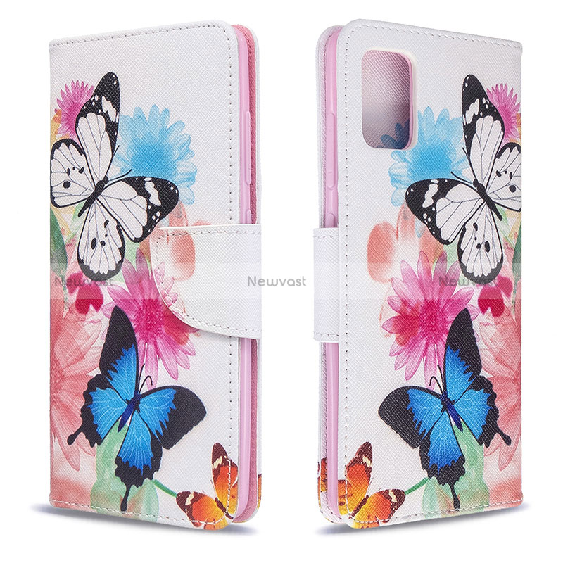 Leather Case Stands Fashionable Pattern Flip Cover Holder B01F for Samsung Galaxy A51 5G Colorful