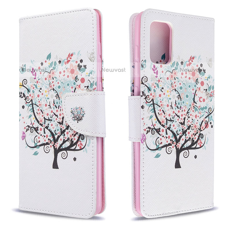 Leather Case Stands Fashionable Pattern Flip Cover Holder B01F for Samsung Galaxy A71 4G A715 White