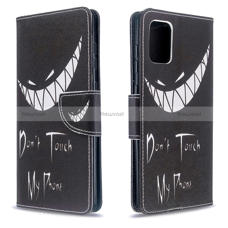 Leather Case Stands Fashionable Pattern Flip Cover Holder B01F for Samsung Galaxy A71 5G Black