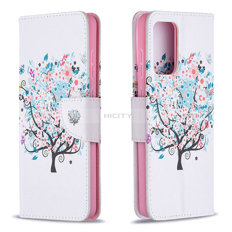 Leather Case Stands Fashionable Pattern Flip Cover Holder B01F for Samsung Galaxy A72 4G White