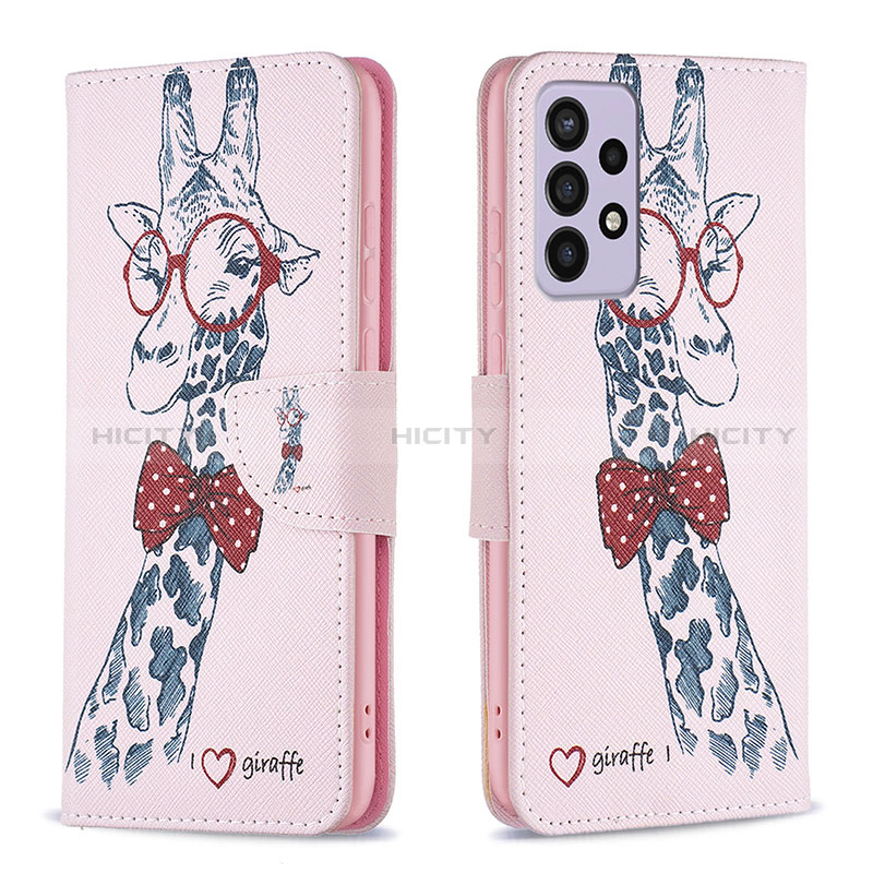 Leather Case Stands Fashionable Pattern Flip Cover Holder B01F for Samsung Galaxy A73 5G