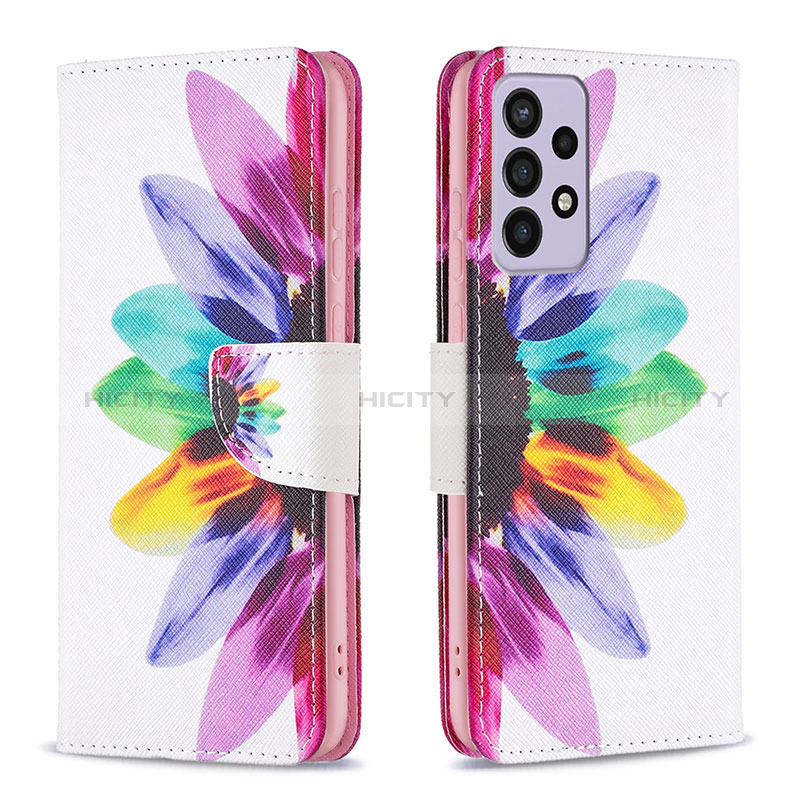 Leather Case Stands Fashionable Pattern Flip Cover Holder B01F for Samsung Galaxy A73 5G