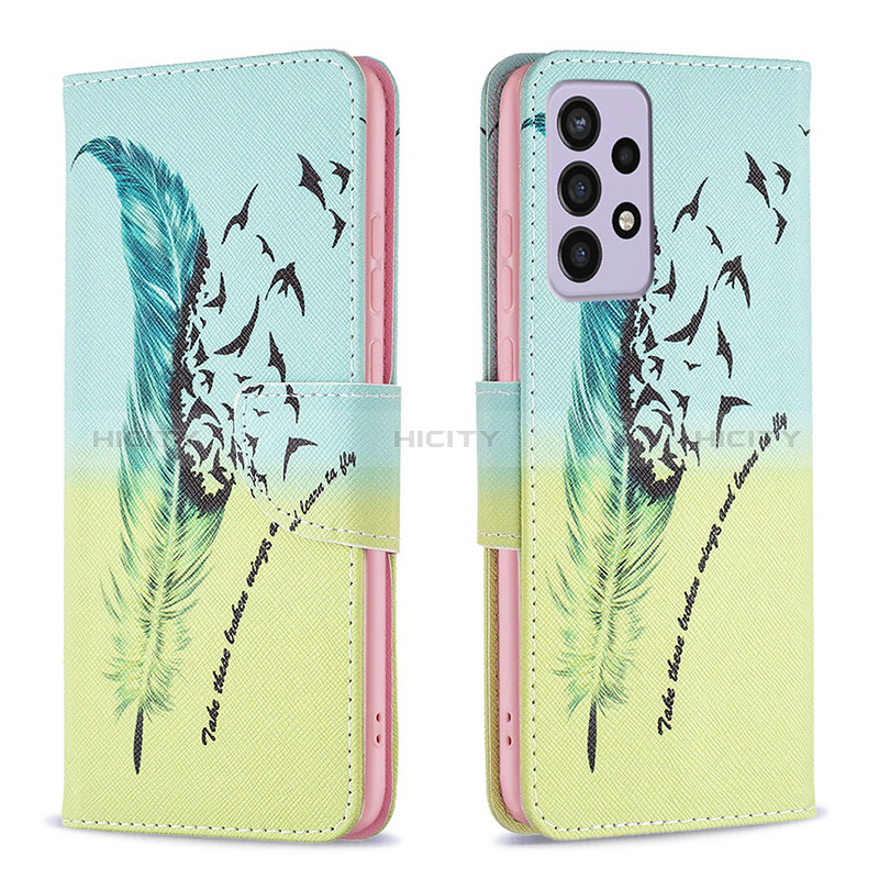 Leather Case Stands Fashionable Pattern Flip Cover Holder B01F for Samsung Galaxy A73 5G