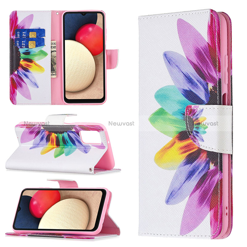 Leather Case Stands Fashionable Pattern Flip Cover Holder B01F for Samsung Galaxy F02S SM-E025F