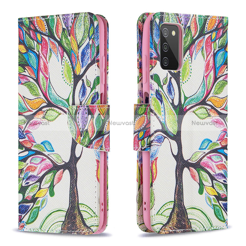 Leather Case Stands Fashionable Pattern Flip Cover Holder B01F for Samsung Galaxy F02S SM-E025F