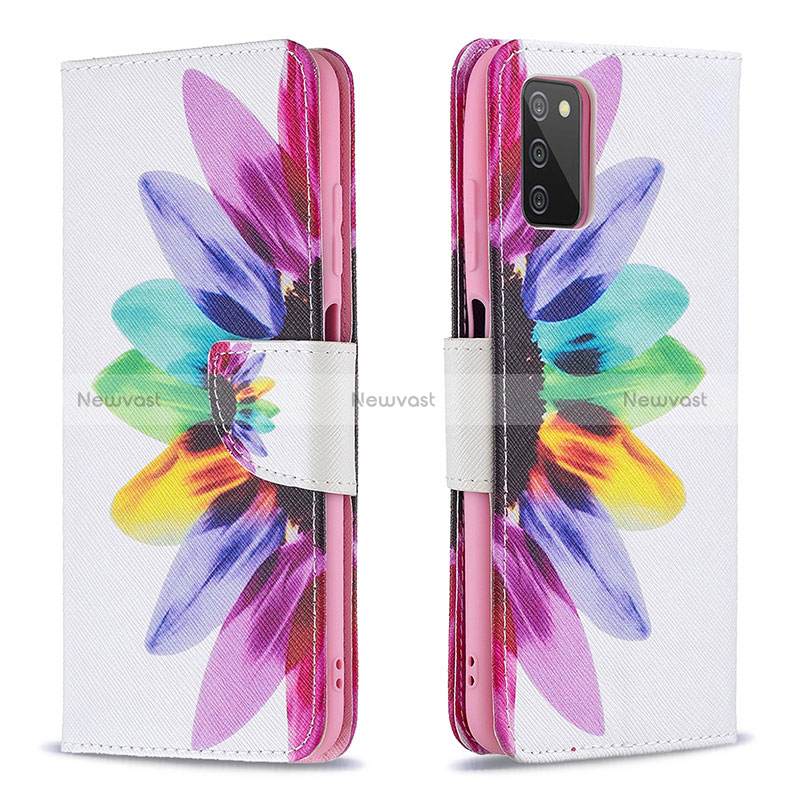 Leather Case Stands Fashionable Pattern Flip Cover Holder B01F for Samsung Galaxy F02S SM-E025F Mixed