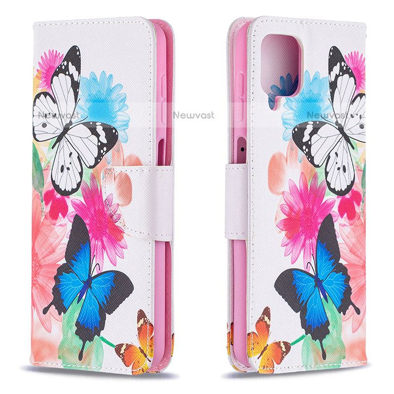 Leather Case Stands Fashionable Pattern Flip Cover Holder B01F for Samsung Galaxy F12 Colorful