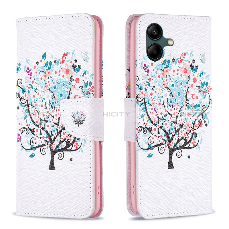 Leather Case Stands Fashionable Pattern Flip Cover Holder B01F for Samsung Galaxy F14 5G White