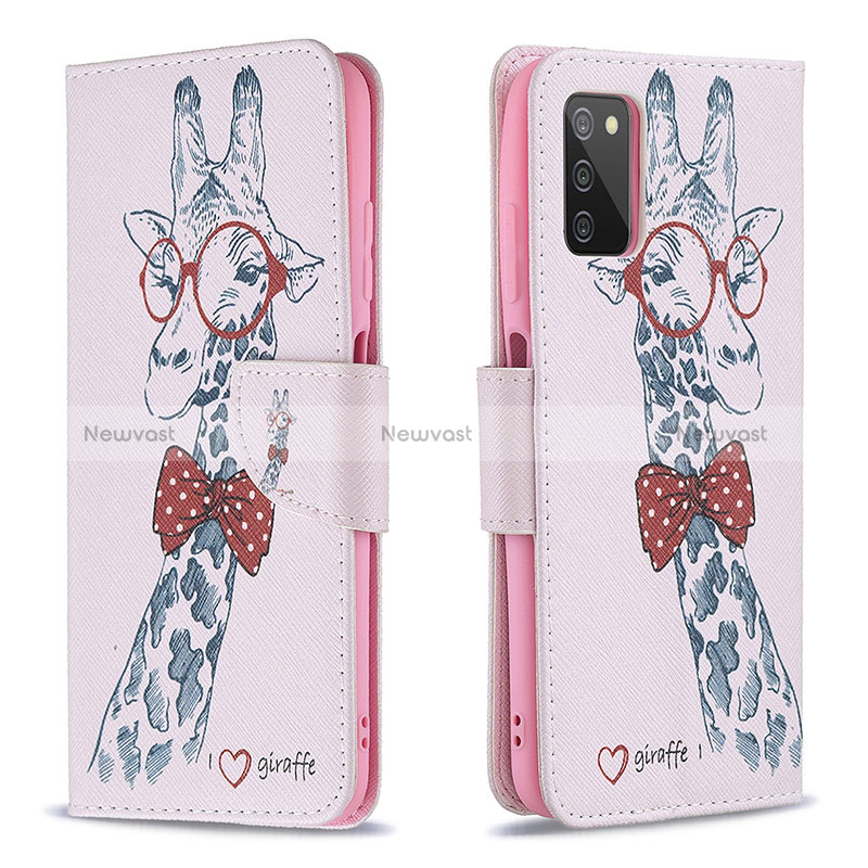 Leather Case Stands Fashionable Pattern Flip Cover Holder B01F for Samsung Galaxy M02s