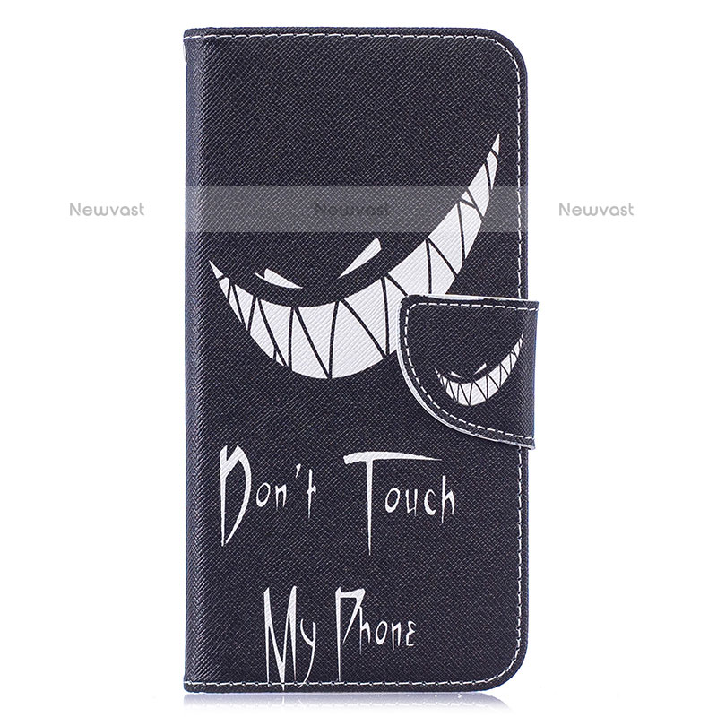 Leather Case Stands Fashionable Pattern Flip Cover Holder B01F for Samsung Galaxy M10 Black